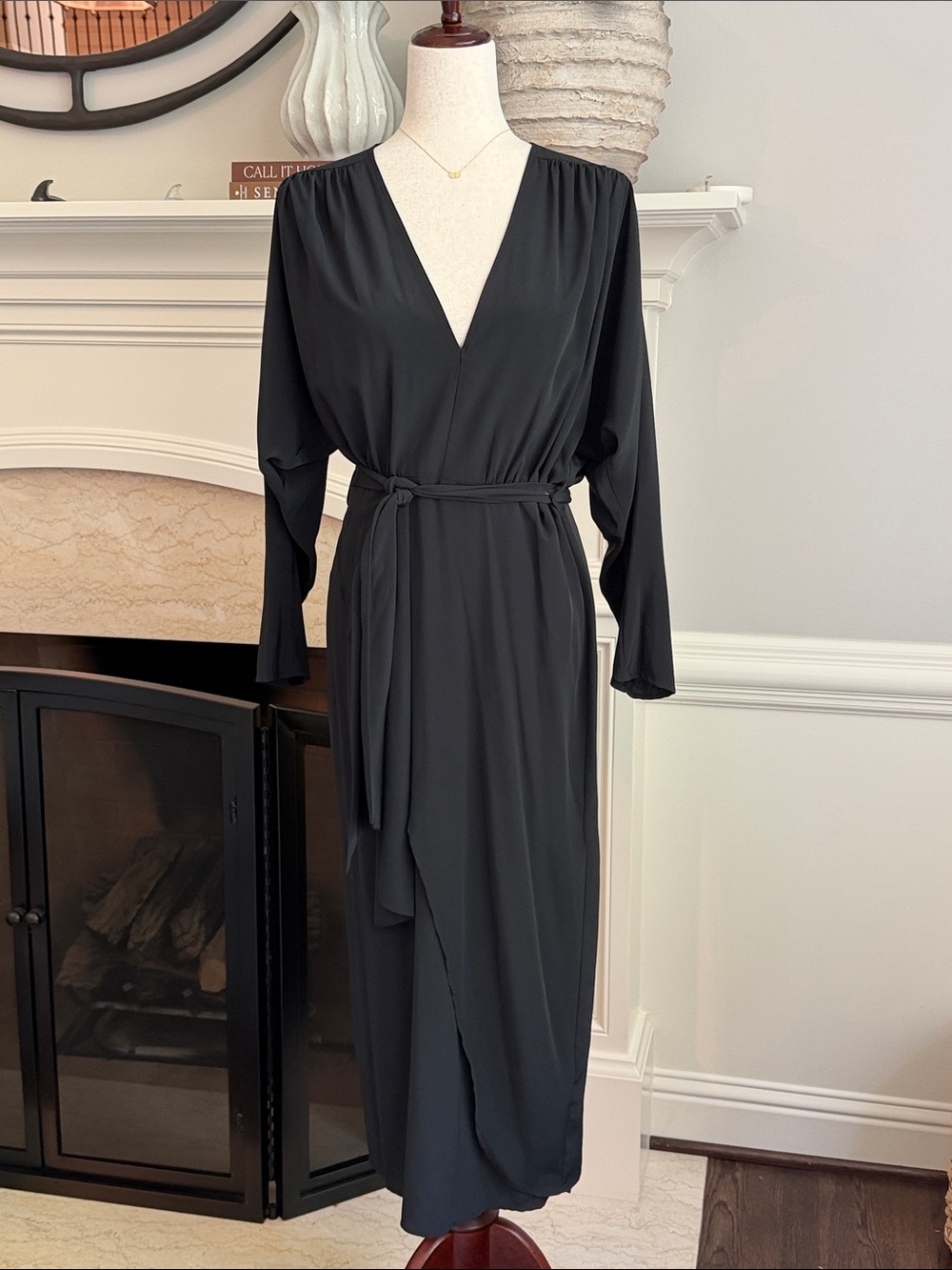 TopShop Wrap V Neck Long Sleeve Midi Maxi Dress NEW NWT